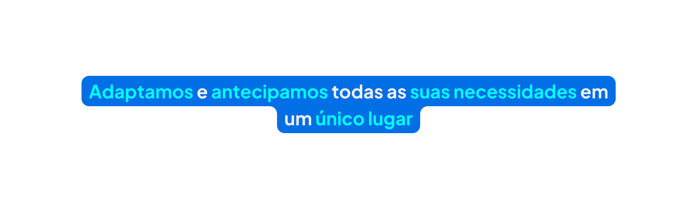 Adaptamos e antecipamos todas as suas necessidades em um único lugar