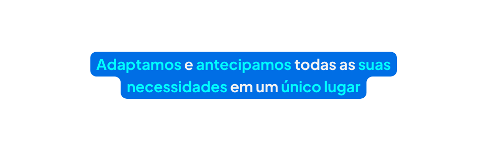 Adaptamos e antecipamos todas as suas necessidades em um único lugar